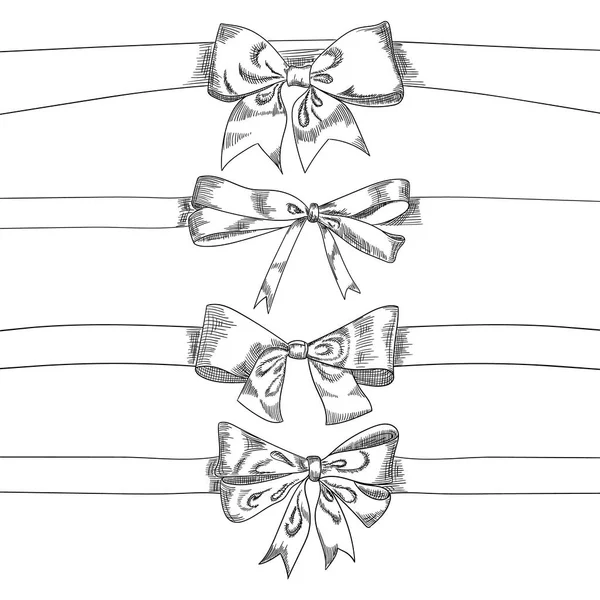 Bow ribbons sketch isolation on a white background, vector illustration. — Stok Vektör