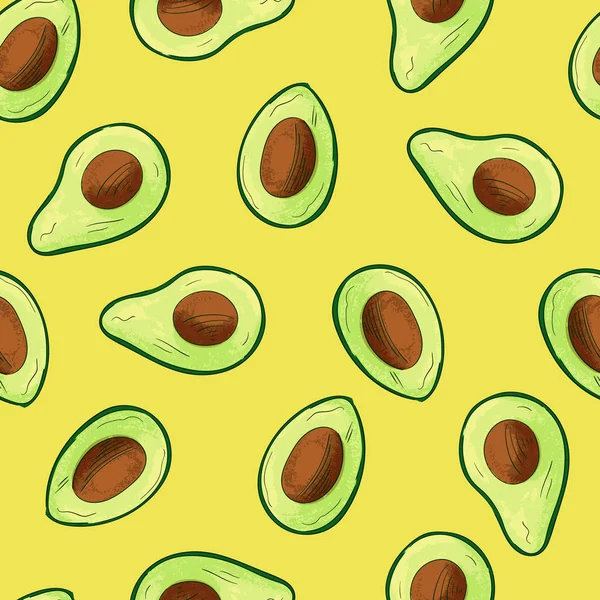 Avocado seamless pattern with exotic healthy fruit — 스톡 벡터