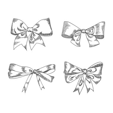 Bow sketch isolation on a white background, vector illustration. clipart