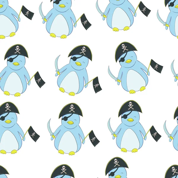 Modello senza cuciture Pinguino carino nello stile di un cartone animato . — Vettoriale Stock