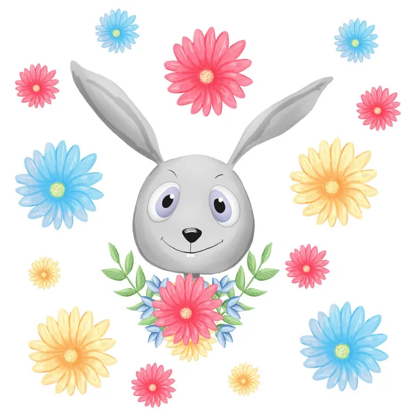 Hand Drawn Cute Bunny, print design rabbit, children print — 스톡 사진