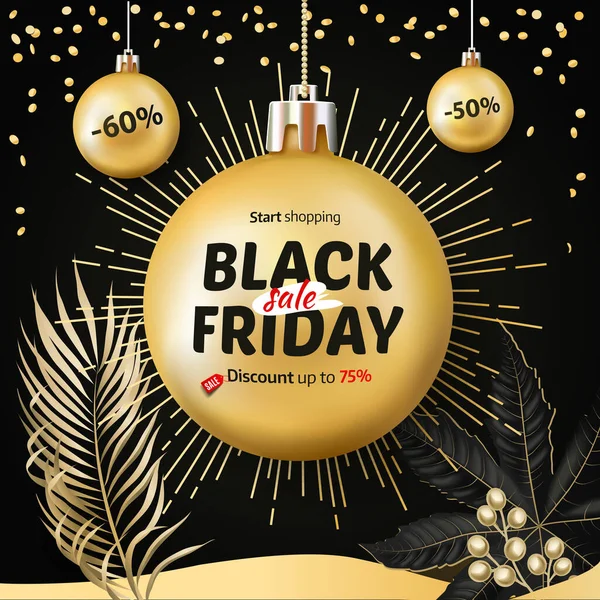 Venta viernes negro. Navidad y año nuevo de compras — Vector de stock