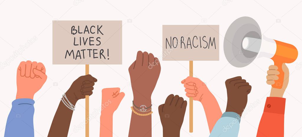 Black lives matter, a crowd of protestors