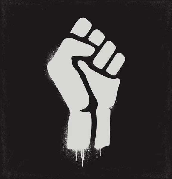 Кулак поднят в знак протеста. Иконка кулака выделена на темном фоне. Векторная иллюстрация — стоковый вектор