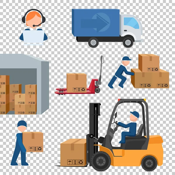 Shipping Cargo Shipment Production Vector Objects — Stock Vector