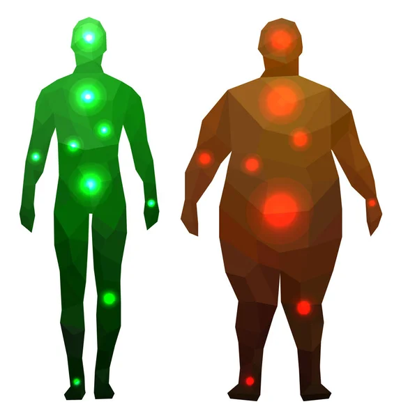 Zdraví Lidé Tenké Tlusté Body Abstraktní Vektorové Ilustrace — Stockový vektor