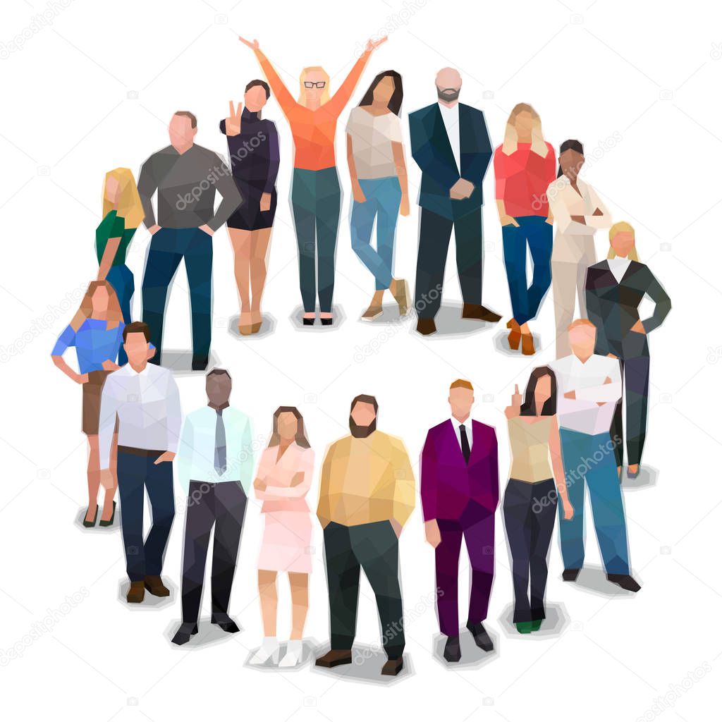 People in a circle, communication, greeting, vector illustration