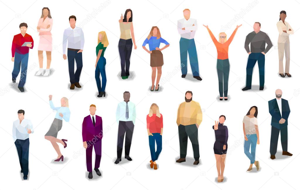 Set of people in different poses vector illustration