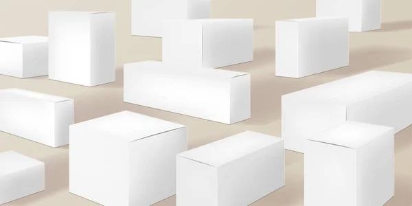 Картонные коробки белого цвета, векторная иллюстрация — стоковый вектор