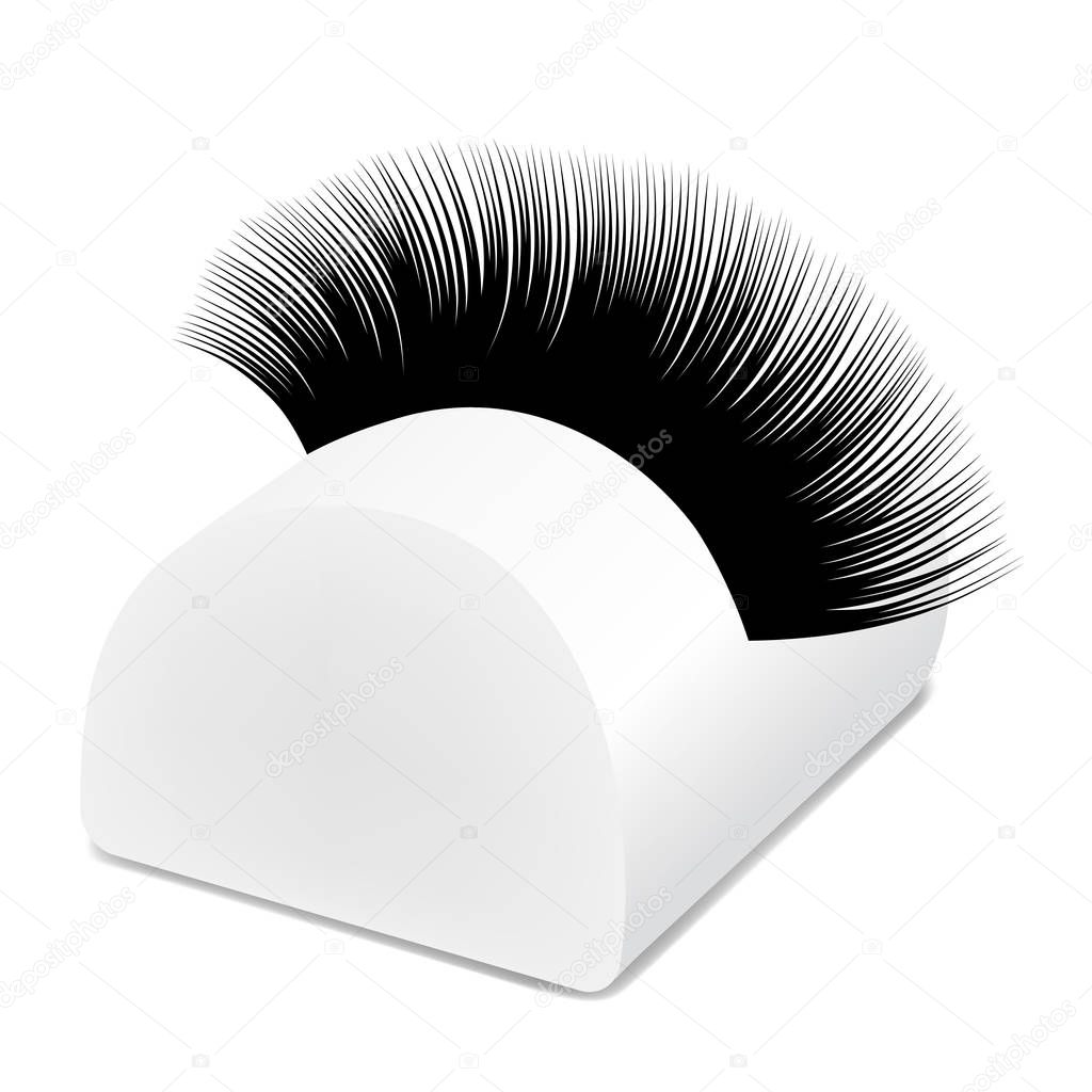 Artificial eyelashes packaging, stand, vector illustration