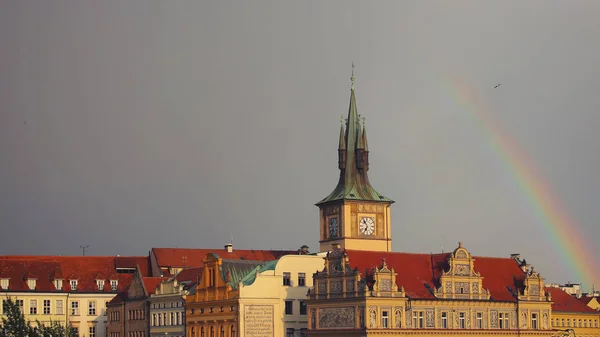 Stará Praha Budovy Střechy Rainbow — Stock fotografie