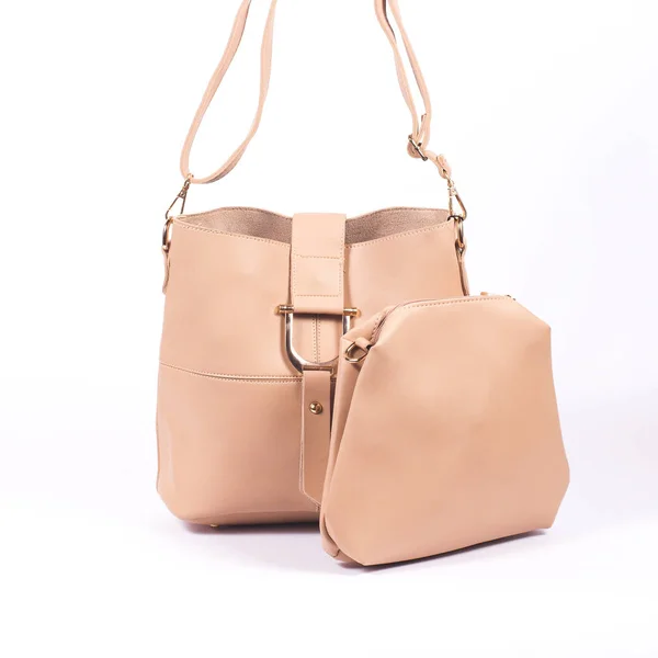 Female Leather Bags Isolated White Background — Stock Photo, Image