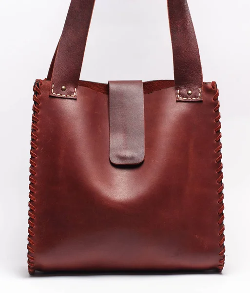 Women Leather Handbag Isolated White Background — Stock Photo, Image