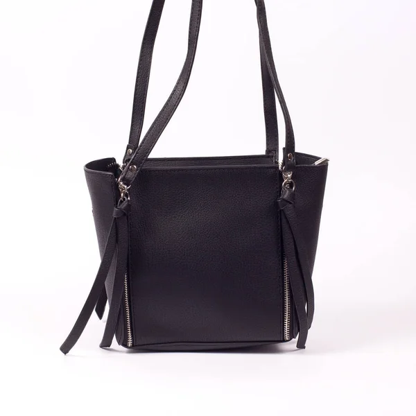 Sac Main Femme Noir Sur Fond Blanc — Photo