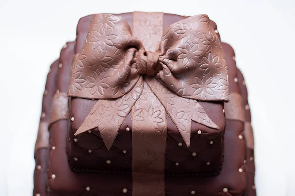Смачний Шоколадний Торт Білому Тлі — стокове фото