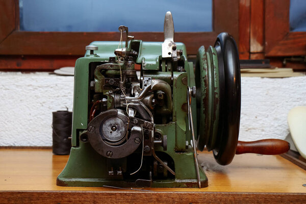 Retro sewing machine, old tools for craft