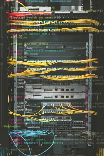 Hálózatkapcsoló Ethernet Kábelek Data Center Concept — Stock Fotó