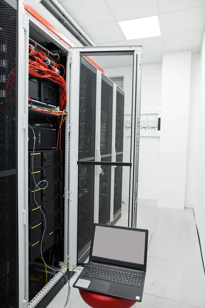 Modern Interior Server Room Super Computer — Stock Photo, Image