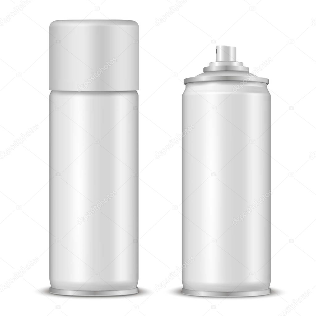 Download Spray Bottles Mockup Realistic Vector Illustrations Set 3d White Aerosol Liquid Paint Opened And Closed Containers Graffiti Artists Accessory Air Freshener Deodorant Hairspray Package Premium Vector In Adobe Illustrator Ai