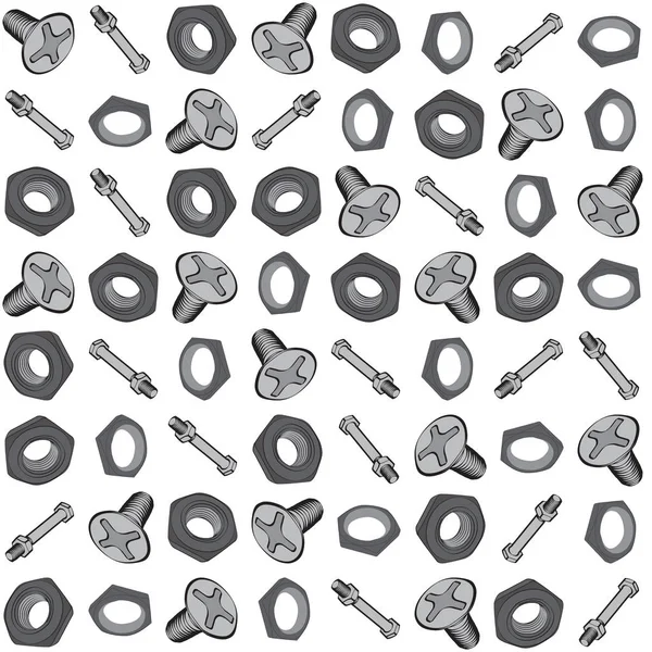 Seamless Background Picture Nuts Bolts Design — Stock Vector