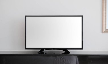 Tasarım ve reklam için duvarda LED TV boş beyaz ekran
