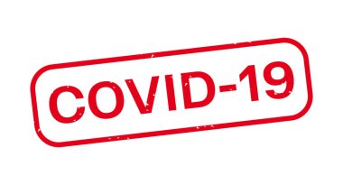 Kırmızı mürekkep izi ile Covid-19 (Coronavirus hastalığının kısaltması 2019) kelimesinin vektör illüstrasyonu