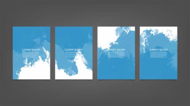 Broşür posteri ya da Flye için dikey siyah arkaplan üzerinde büyük parlak mavi vektör seti