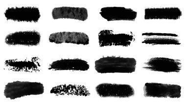 Büyük bir set Black grunge fırça, bayrak, etiket, tasarımınız için, vektör