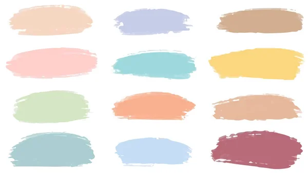 Set Van Pastel Kleurrijke Aquarelborstel Isoleren Wit Vector — Stockvector