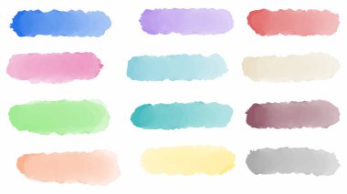 Pastel renkli suluboya fırça kümesi beyaz vektör üzerinde izole.