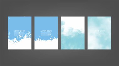 Broşür posteri ya da Flye için dikey siyah arkaplan üzerinde büyük parlak mavi vektör seti