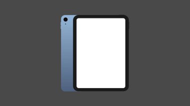 Beyaz zemin üzerinde boş yatay ekran izole edilmiş modern siyah tablet bilgisayar. vektör