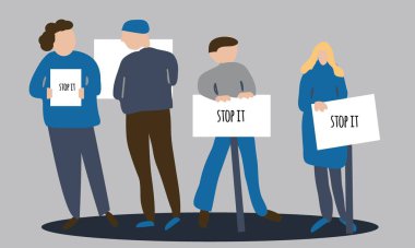 İnsanlar kalabalık. eylemciler. Toplantı ve gösteri illüstrasyon 