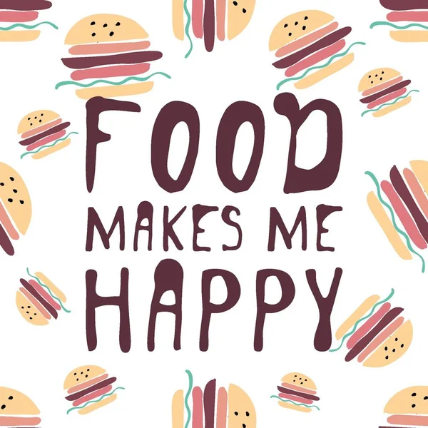 食物背景。汉堡手画插图为您的设计 — 图库矢量图片