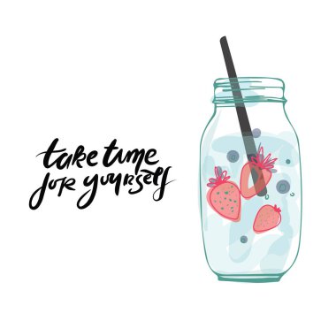 Tasarımınız için el çizilmiş kokteyl illüstrasyonu