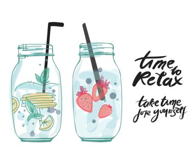 Tasarımınız için el çizilmiş kokteyl illüstrasyonu