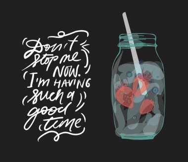 Tasarımınız için el çizilmiş kokteyl illüstrasyonu