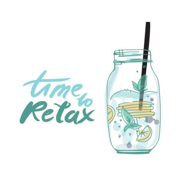 Tasarımınız için el çizilmiş kokteyl illüstrasyonu