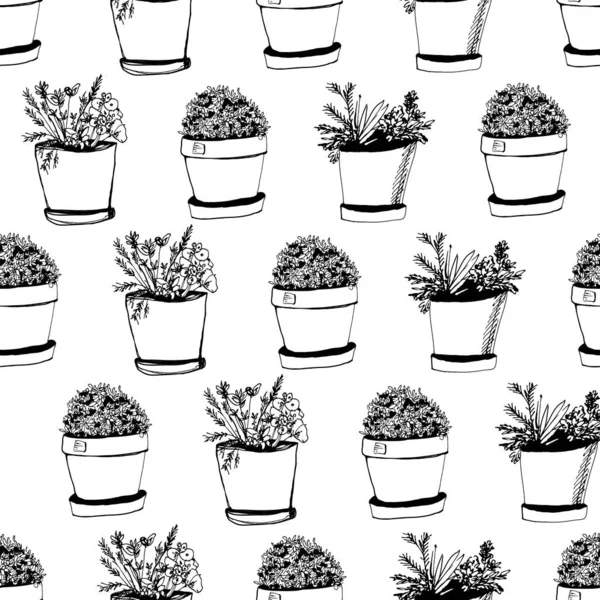 Pflanzen handgezeichnete nahtlose Muster für Ihr Design — Stockvektor