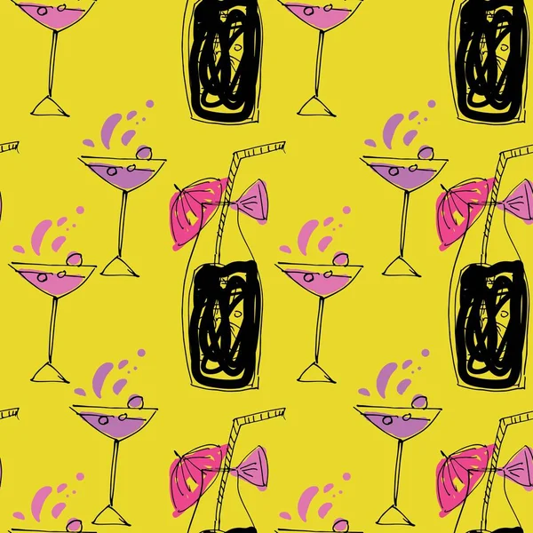 Tasarımınız için elle çizilmiş illüstrasyon. Şişe ler ve camlar illüstrasyon. Yaz el yazısı 