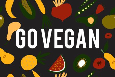Git vegan. Tasarımınız için illüstrasyon motivasyon teklifi.