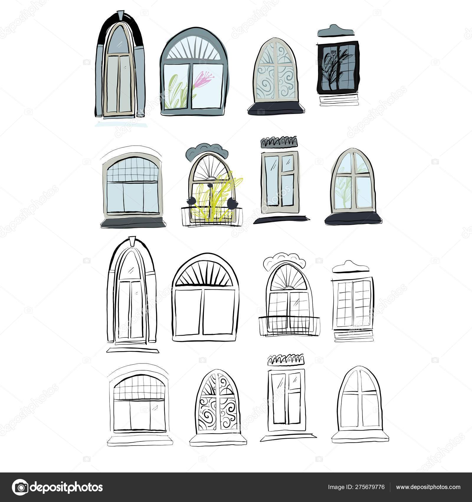 Illustrasjon av håndtegnet vindu for designen din stockvektor © VeronikaM  #275679776, image size:1600x1700