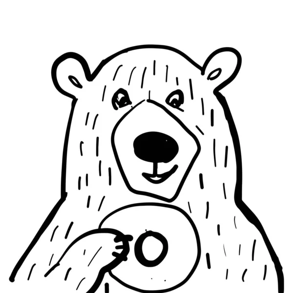 Bear illustration för din design. Björn och bagel — Stock vektor