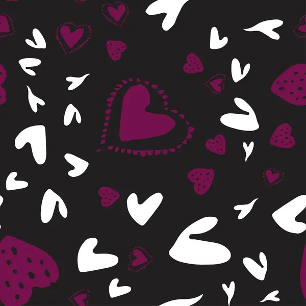 Romantische nahtlose Muster mit Herzen für Ihr Design — Stockvektor