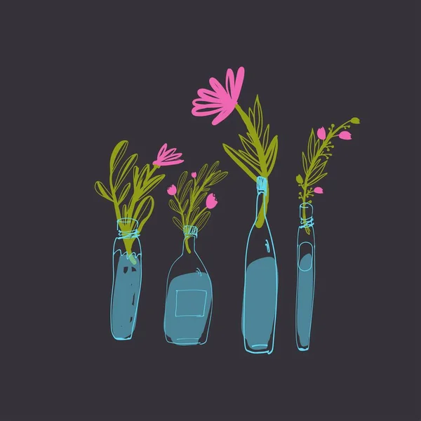 Flor em vaso. ilustração desenhada à mão para o seu projeto —  Vetores de Stock