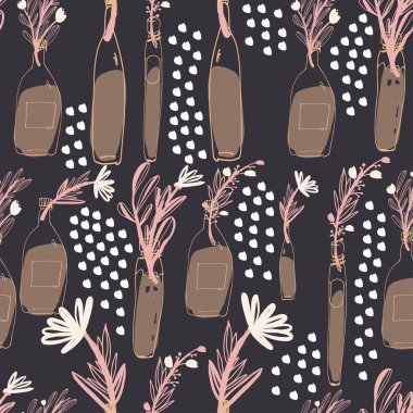 vazo çiçek. Tasarımınız için elle çizilmiş illüstrasyon