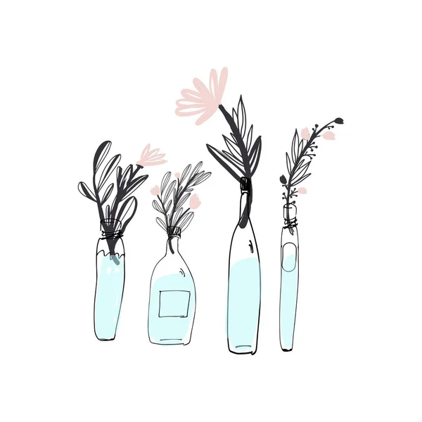 Fleur dans un vase. Illustration dessinée à la main pour votre design — Image vectorielle