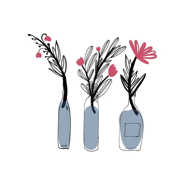 Fleur dans un vase. Illustration dessinée à la main pour votre design — Image vectorielle