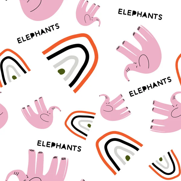 Elephant Naadloos Patroon Voor Plakboek Stof Digitaal Papier Leuke Baby — Stockvector