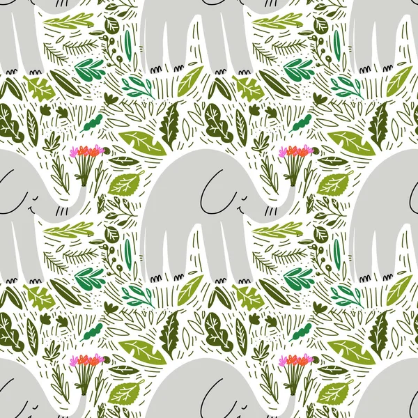 Patrón Sin Costura Elefante Para Scrapbook Tela Papel Digital Lindo — Vector de stock